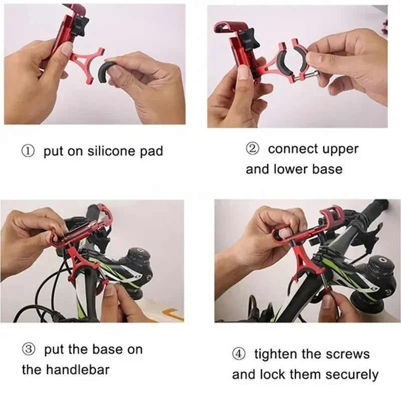 360 Rotate Metal Motorcycle Bicycle Phone Holder Aluminum Alloy Anti-slip Bracket Support GPS Clip Bike Phone Stand for iPhone Beauty World Shop