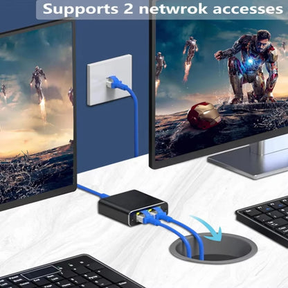 Network Splitter 1000Mbps Hub 1 to 2 RJ45 Adapter Gigabit Converter Internet Ethernet 8P8C Set-Top Extender Plug Extension ﻿ Beauty World Shop