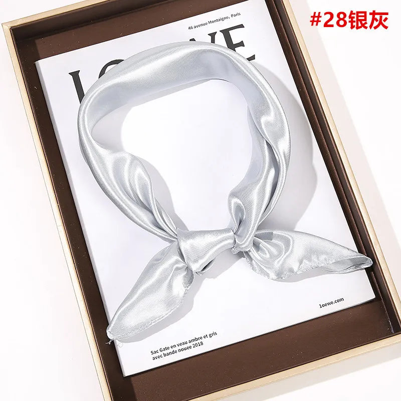 New Solid 60x60cm Square Scarf Single Imitation Silk Bright Light And Satin Performance Scarves Party Gift Beauty World Shop