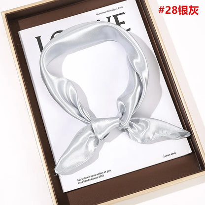 New Solid 60x60cm Square Scarf Single Imitation Silk Bright Light And Satin Performance Scarves Party Gift Beauty World Shop