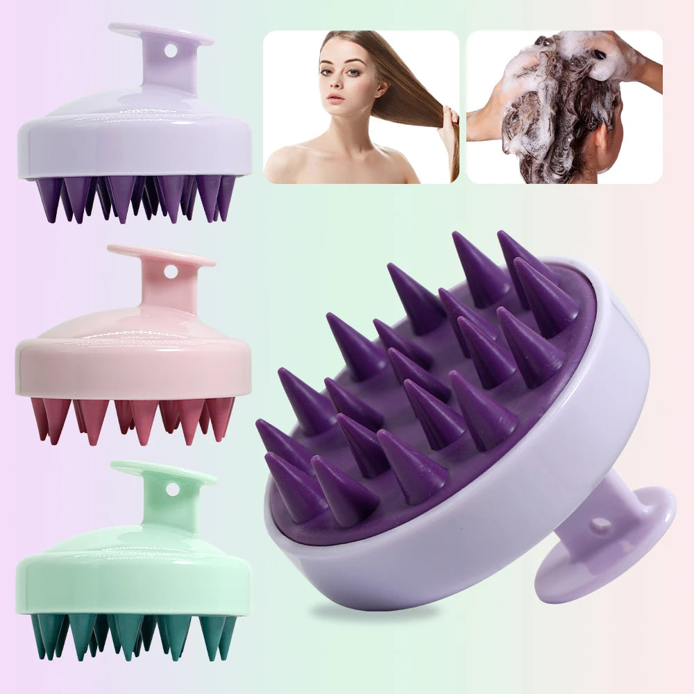 Silicone Shampoo Scalp Hair Massager Head Body Scalp Massage Brush Scalp Massage Brush Comb Magic Handle Brush Spa Massage Brush Beauty World Shop