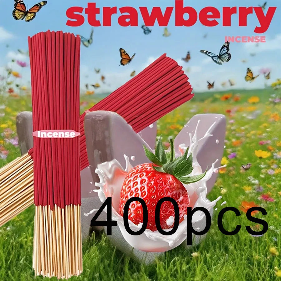Red High-Quality Creamy Strawberry Incense Stick - Long-Lasting Strawberry Scent with Woody Notes, Fruit Meditation Yoga Home Office Party Holiday Gift, Eliminates Fatigue, Long-Lasting Fragrance (Doesn'T Scatter, Burns Evenl Beauty World Shop