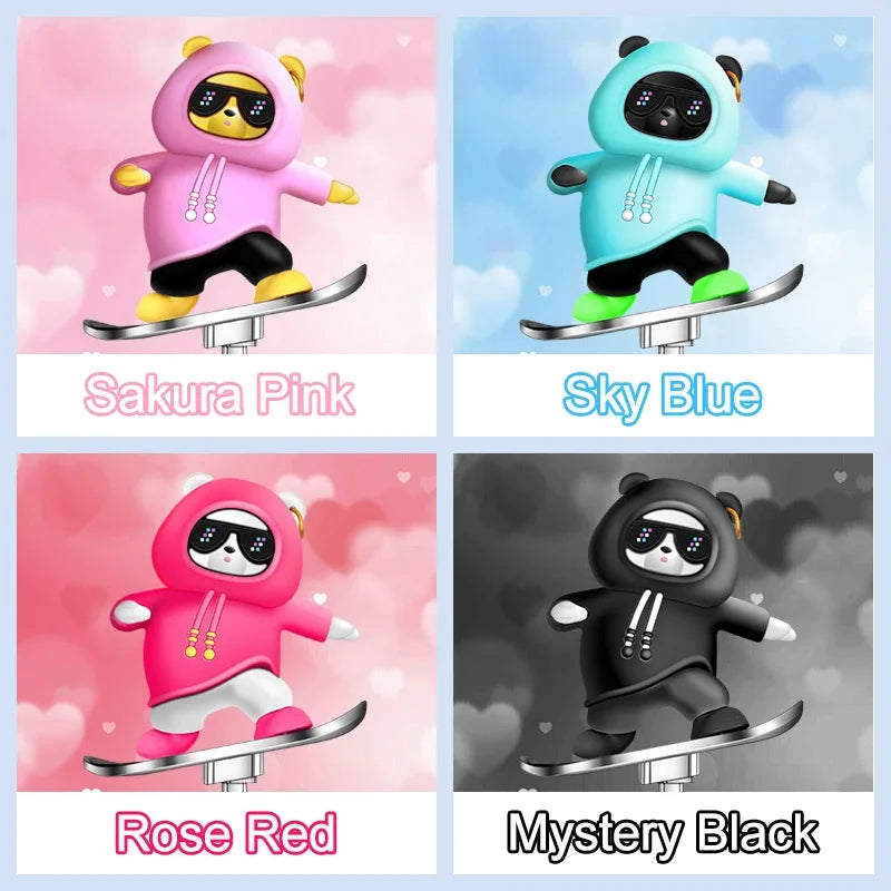 Car Automatic Sliding Skateboard Bear Alloy Cute Cartoon Scooter Center Console Ornaments Creative Car Decoration Accessories Beauty World Shop