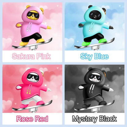 Car Automatic Sliding Skateboard Bear Alloy Cute Cartoon Scooter Center Console Ornaments Creative Car Decoration Accessories Beauty World Shop