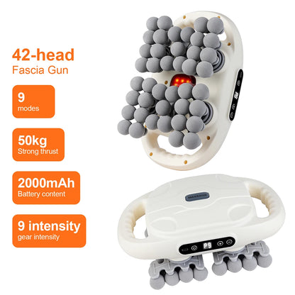 42-Heads Fascia Gun High-Frequency Vibration Body Massage Gun Back and Waist Massager Neck Shoulder Massager Muscle masajeador Beauty World Shop