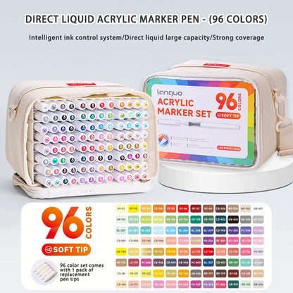 Languo 9pcs/box Soft Brush Acrylic Marker Pen Set，DIY Hand Drawn,Paint Art Markers pens,Student Graffiti Acrylic Paint Pens,M720 Beauty World Shop