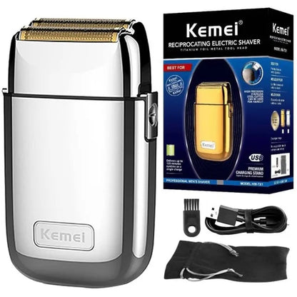 Kemei Tx1 Rechargeable Metal Housing Pro Electric Shaver For Men Hair Beard Electric Razor Bald Shaving Machine Finishing Fade Beauty World Shop