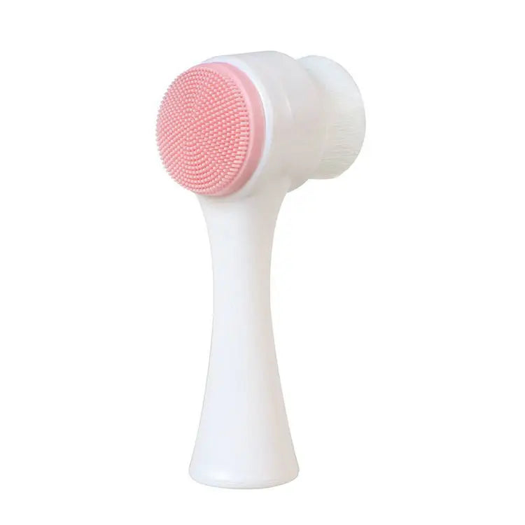 3D Double Silicone Facial Cleansing Brush Manual Massage Facial Brush Soft Bristles Exfoliator Double Sided Face Wash Brush Beauty World Shop