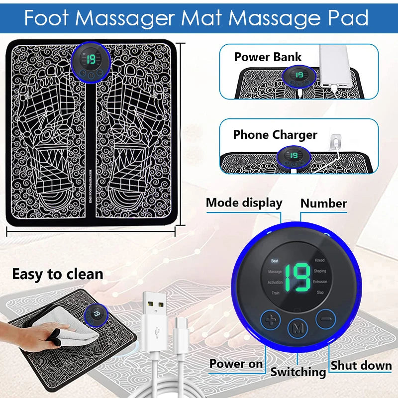 Electric Foot Massager Pad Muscle Massage Relaxation Trainer For Massage Fitness Outdoor Sport Home Family Relax Beauty World Shop