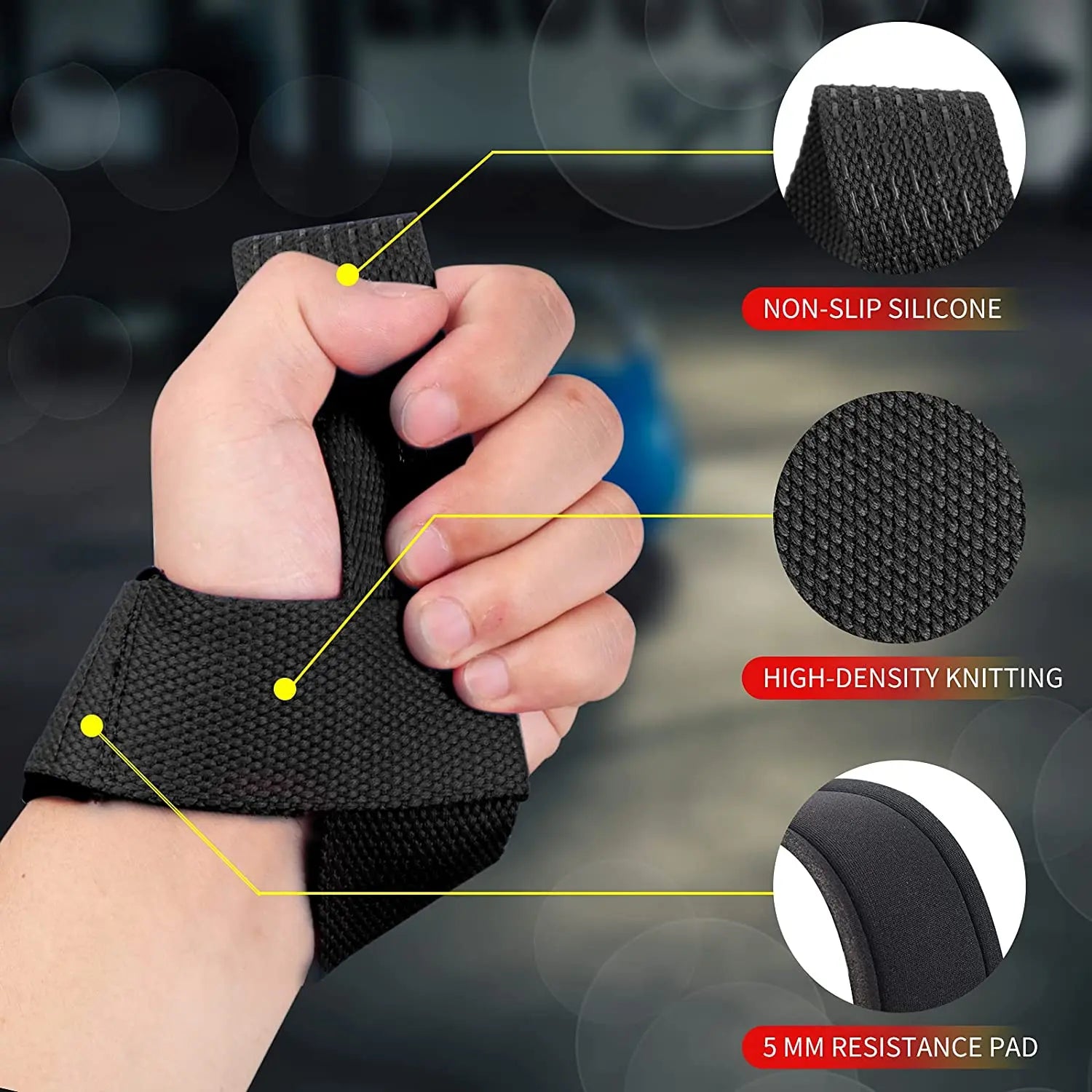 2PC/4PC/3PAIR Weightlifting Straps Anti-Slip Silicone Lifting Wrist Straps Strength Training Deadlifts Crossfit Hand Grips Wrist Beauty World Shop