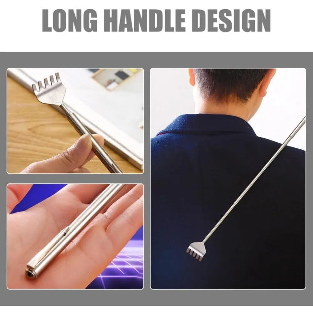 silvery Telescopic Back Scratcher,  Portable Extendable Stainless Steel  Scratchers for Men Women ，Mothers Gifts，Gifts For Men，G Beauty World Shop