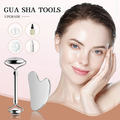 304 Stainless Steel Facial Roller Metal Gua Sha Facial Tools Set Face Body Treatment Lymphatic Drainage, Facial Tension, Durable Beauty World Shop