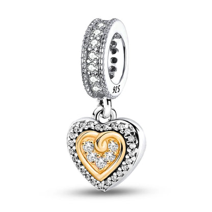 Shecharms 925 Sterling Silver Love Heart Firefly Golden Series Charms Fit DIY Making Bracelet Necklace High Quality Fine Jewelry Beauty World Shop