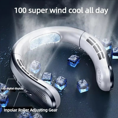 8000mAh Hanging Neck Fan Portable Bladeless USB Rechargeable Mute LED Digital Display Air Cooler Hands Free Fan for Home Outdoor Beauty World Shop