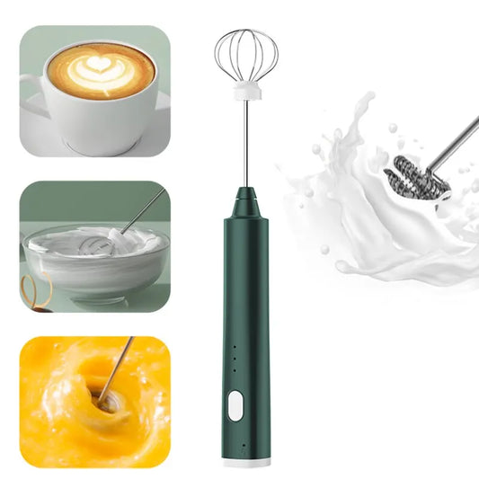 1 PCS USB Rechargeable Handheld Egg Beater 3 Speeds Electric Milk Frother Foam Maker Mixer Coffee Drink Frothing Wand Foamer Beauty World Shop