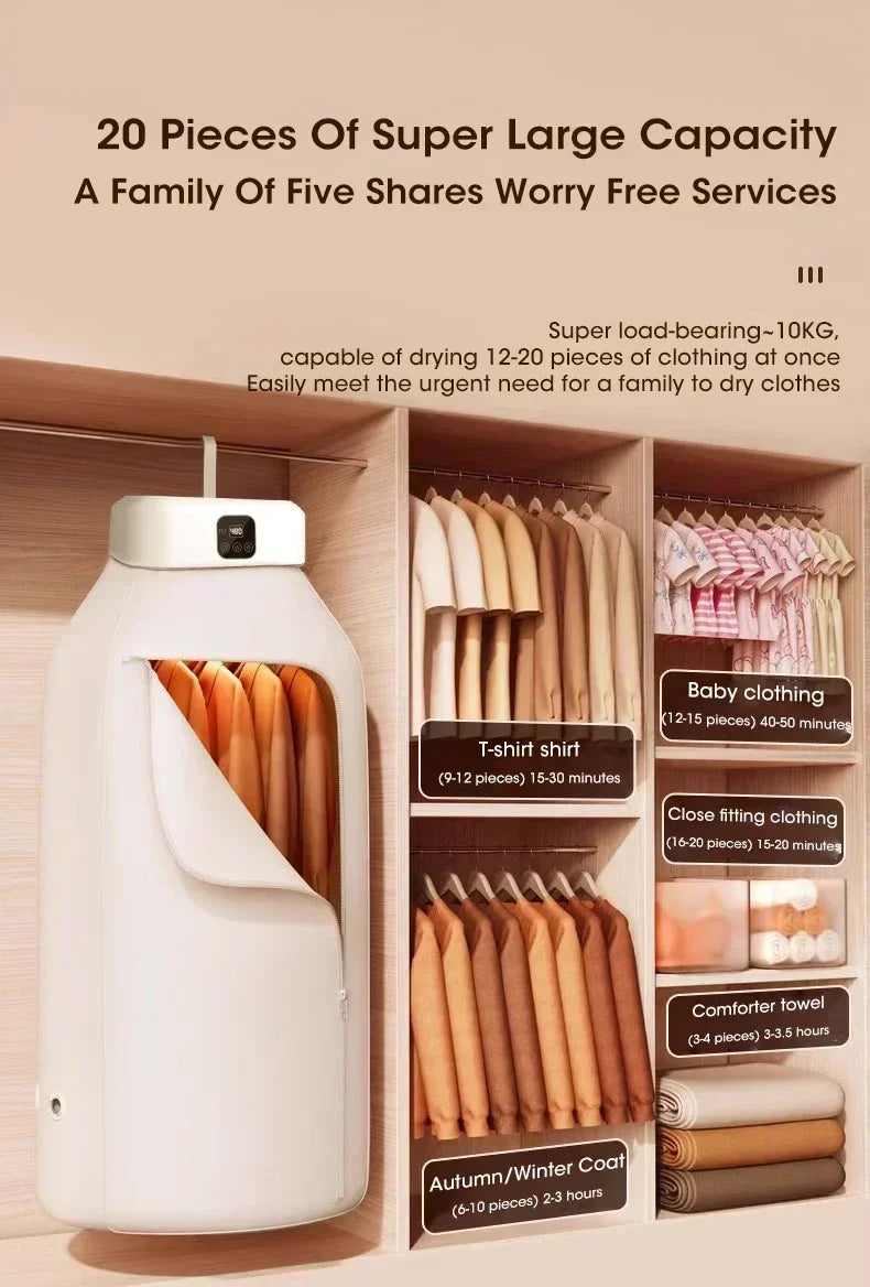 Portable Clothes Dryer Folded Electric Clothing Dryer Multifunctional Intelligent Timed Warm Laundry Dryer with Remote Control