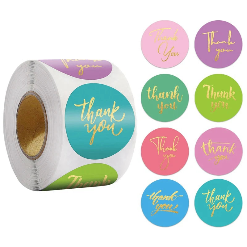 50-500pcs 1inch Blue Thank You Stickers For Envelope Sealing Labels Stationery Supplies Handmade Wedding Gift Decoration Sticker Beauty World Shop