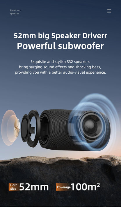 ZEALOT-S32 Mini Portable Bluetooth Speaker HIFI Subwoofer Wireless Speaker with fm Radio Column Support TF, TWS, USB