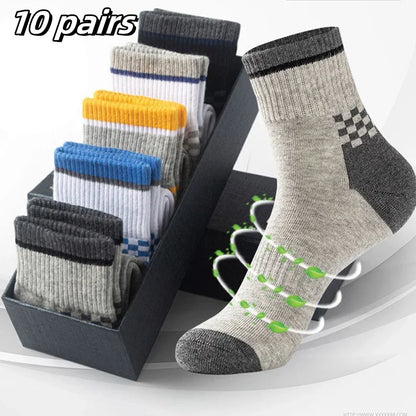 Men's Mid-Calf Cotton Socks 10/5/3 Pairs | Soft Breathable All-Season Crew Socks Solid Color for Daily Work, Sports &Casual Wear Beauty World Shop