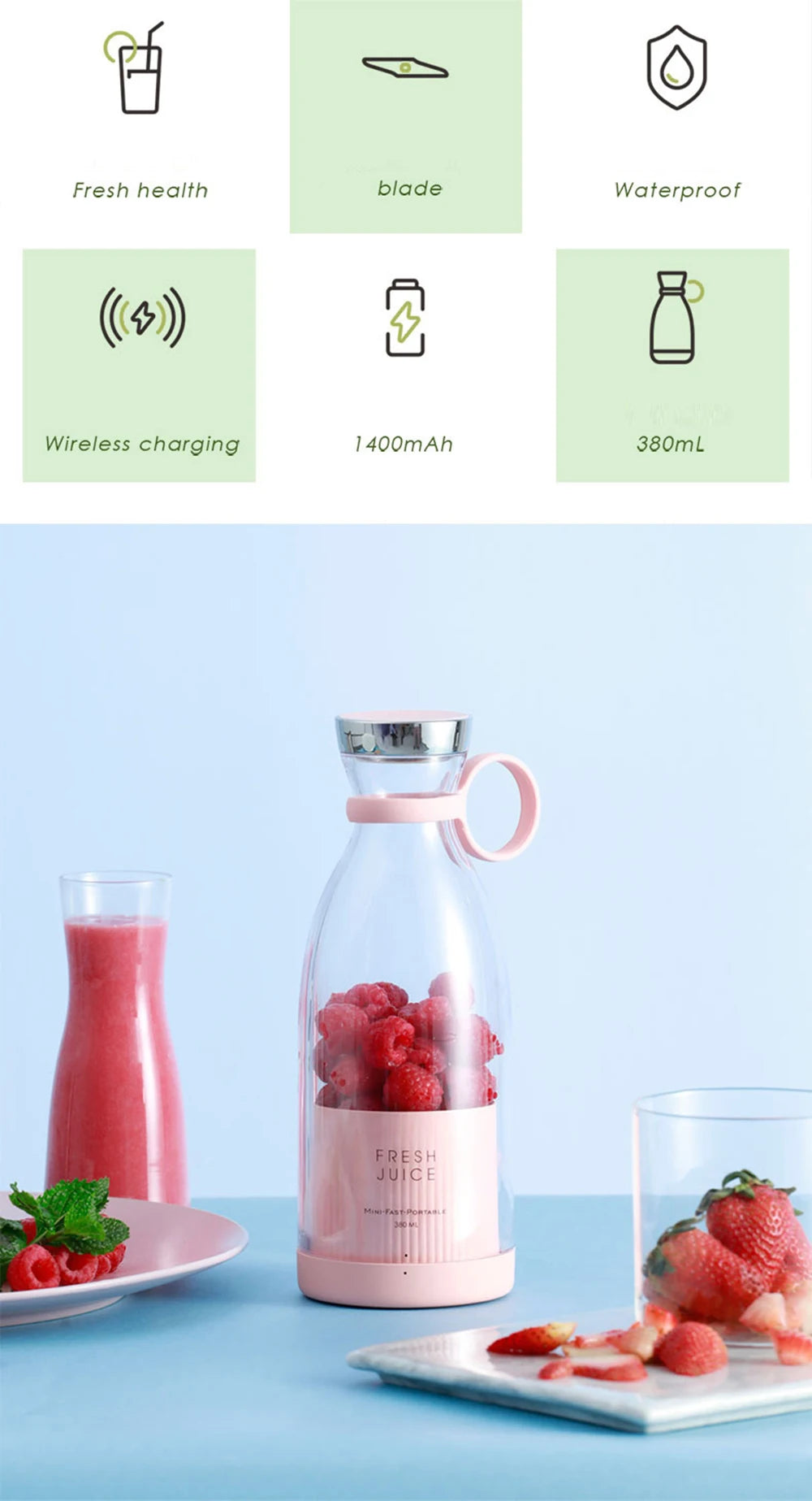 HOMEFISH Electric Juicer Blender Usb Mini Fruit Mixers Fruit Extractors Food Milkshake Multifunction Juice Maker Machine Beauty World Shop