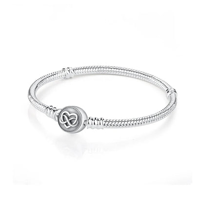 Original 925 Sterling Silver Bracelets Bangles Love Heart Clip Charms Beads Snake Chains For Women Rose Gold DIY Luxury Jewelry Beauty World Shop
