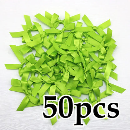(50 Pcs) 4*4cm Colourful Ribbon Bows Small Size Polyester Satin Ribbon Bow Flower DIY Craft Decoration Beauty World Shop