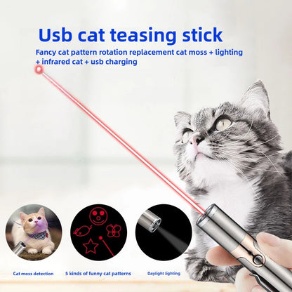 Enhanced Multifunctional Toy with USB Charging Infrared Laser Pattern Projection Interactive Cat Stick for Pet Activity Supplies Beauty World Shop