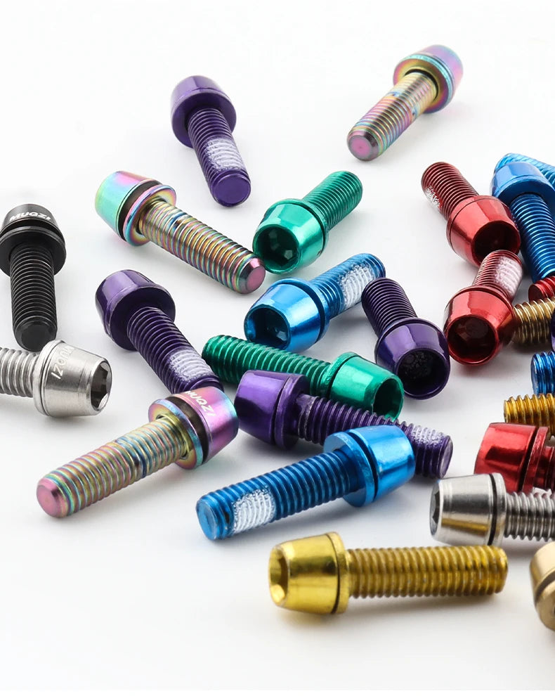MUQZI 6pcs Stem Bolts M5x17mm Bicycle Handlebar Stem Screw With Washer MTB Road Bike Stem Riser Screw Beauty World Shop