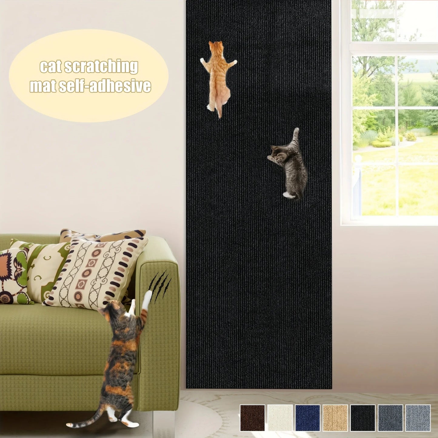 Trimmable Cat Scratch Mat Self-Adhesive Cats Scratch Carpet Anti Cat Scratcher Furniture Couch Corner Indoor Sofa Wall Protector Beauty World Shop
