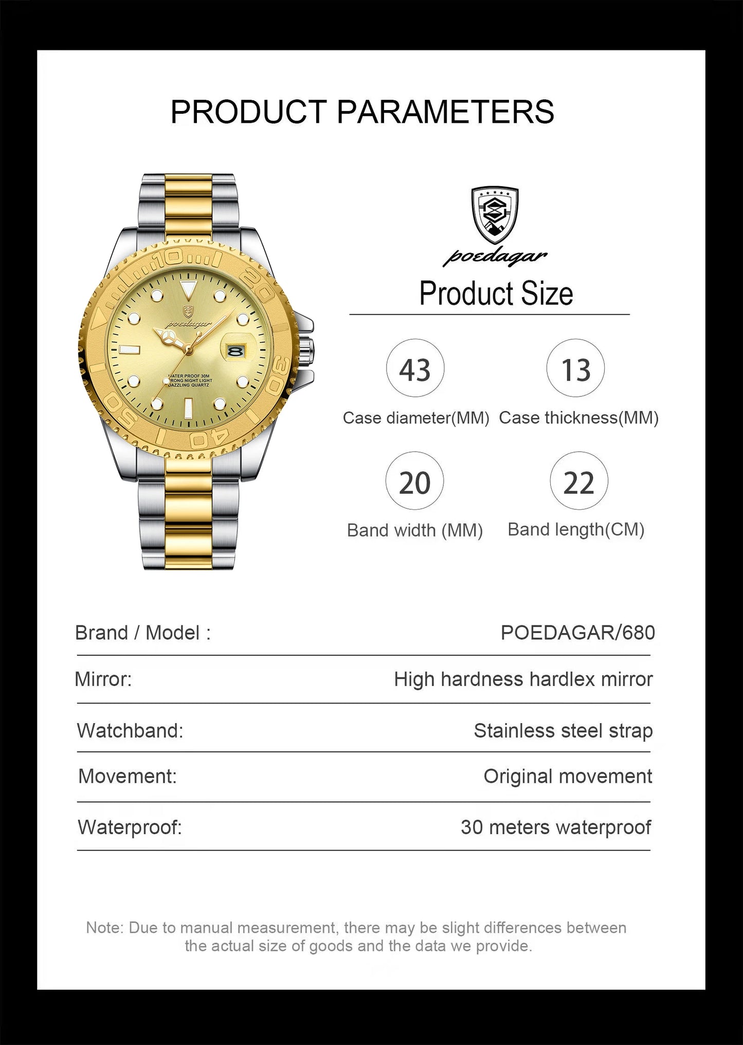POEDAGAR Original Luxury Man Wristwatch Waterproof Luminous Date Men Watch Stainless Steel Fashion Business Men's Quartz Watches Beauty World Shop