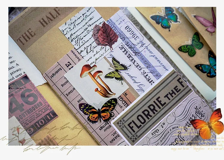 Journamm 40pcs/pack Butterfly Series Stickers Art Collage Junk Journal DIY Scrapbooking PET Waterproof Craft Aesthetics Stickers Beauty World Shop
