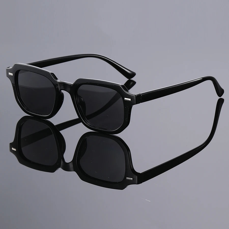 1Pc Men's Fashion Glasses New Trendy Square Frame Retro Rivet Y2K Music Festival Cool Street Style Decoration Suitable for Daily Beauty World Shop