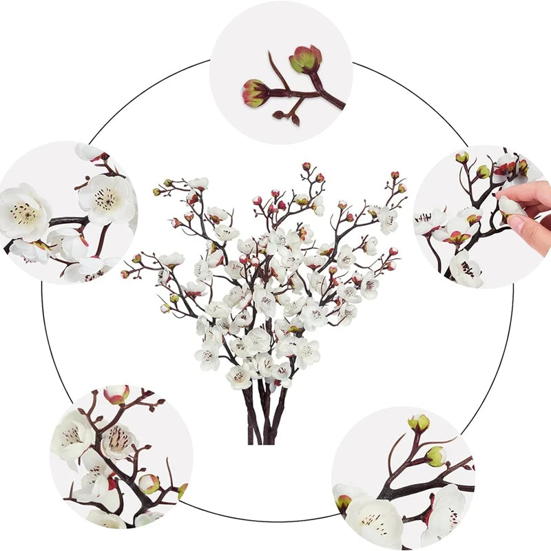 1pc Artificial Flowers Spring Plum Blossom Peach Branch Silk Flowers Home Wedding Party Decoration Christmas Wreaths Accessories Beauty World Shop