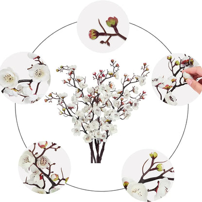 1pc Artificial Flowers Spring Plum Blossom Peach Branch Silk Flowers Home Wedding Party Decoration Christmas Wreaths Accessories Beauty World Shop