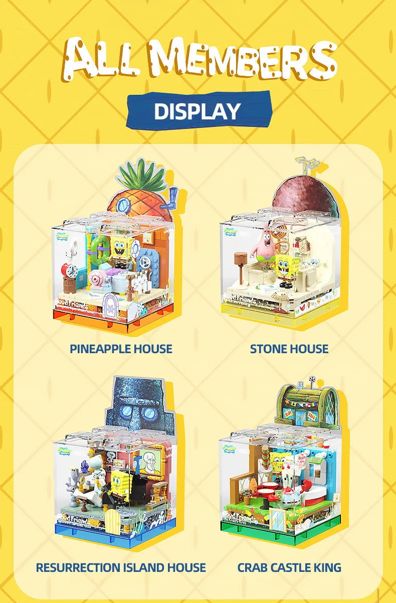 Spongebob Building Blocks Patrick Star Krusty Krab Squidward Tentacles Room Model Bricks Set Desktop Ornaments Kids Toys Gifts Beauty World Shop