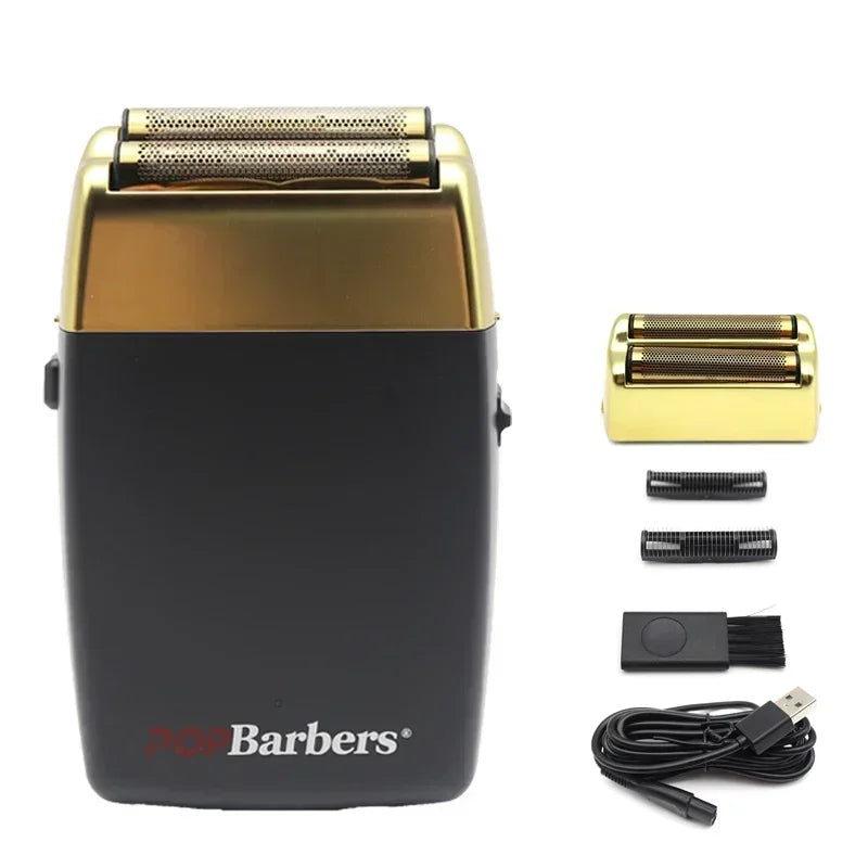 11000 RPM POP Barbers P620 Professional Electric Men's Beard Trimmer Double Foil Shaver Electric Shaver USB Hair Cutting Machine Beauty World Shop