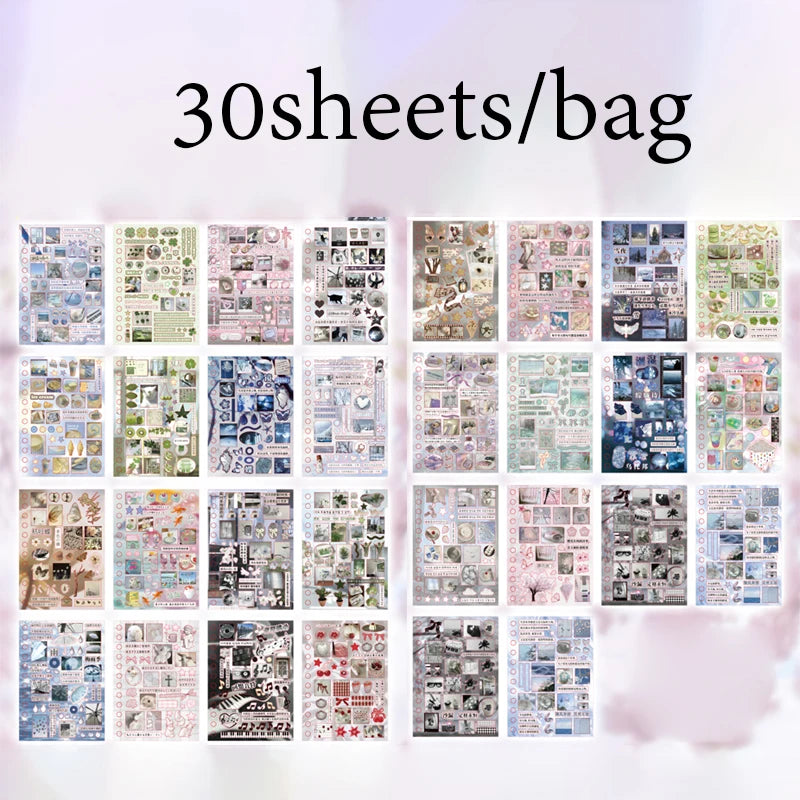 2Style 30 pieces/bag Time Reshaping Cut Film Coil Sticker Book Handbook Material Sticker DIY Photo Frame Scrapbook Notebook Cup Beauty World Shop
