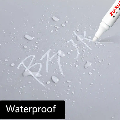 White Marker Pens set Oily Waterproof White Gel Pen DIY Graffiti Sketching Marker Stationery Writing School Supplies brush Beauty World Shop