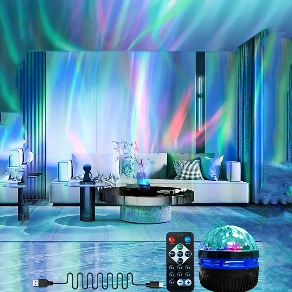 LED Starry Night Sky Projector Aurora USB Remote Control RGB Galaxy Light 7 Modes for Home Bedroom Game Room Party Decoration Beauty World Shop