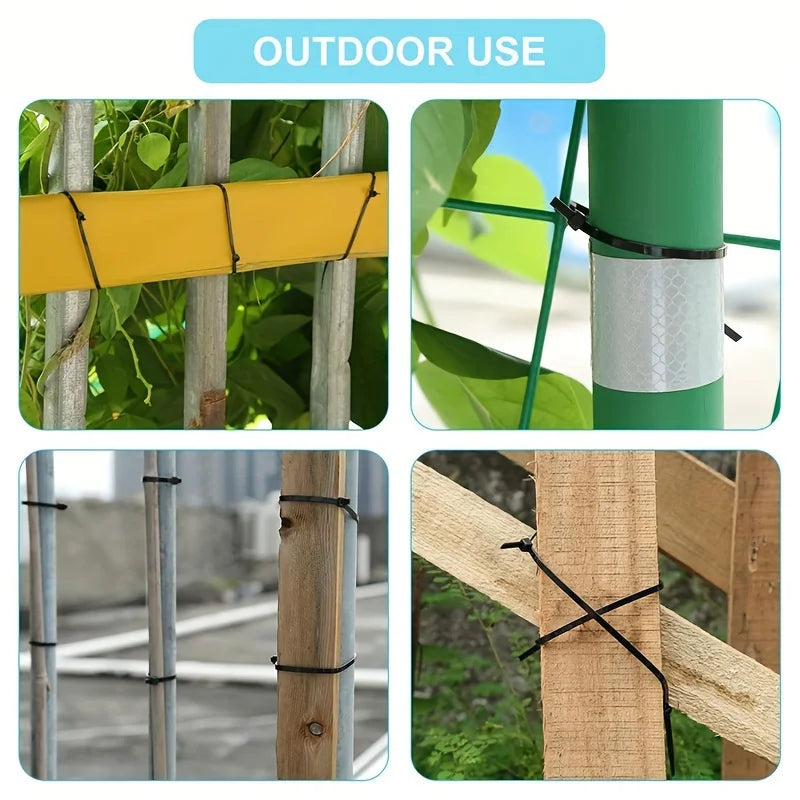 100pcs Black Cable Ties High Tensile Strength, Uv Resistant, Self-Locking For Home & Office Cord Management Beauty World Shop
