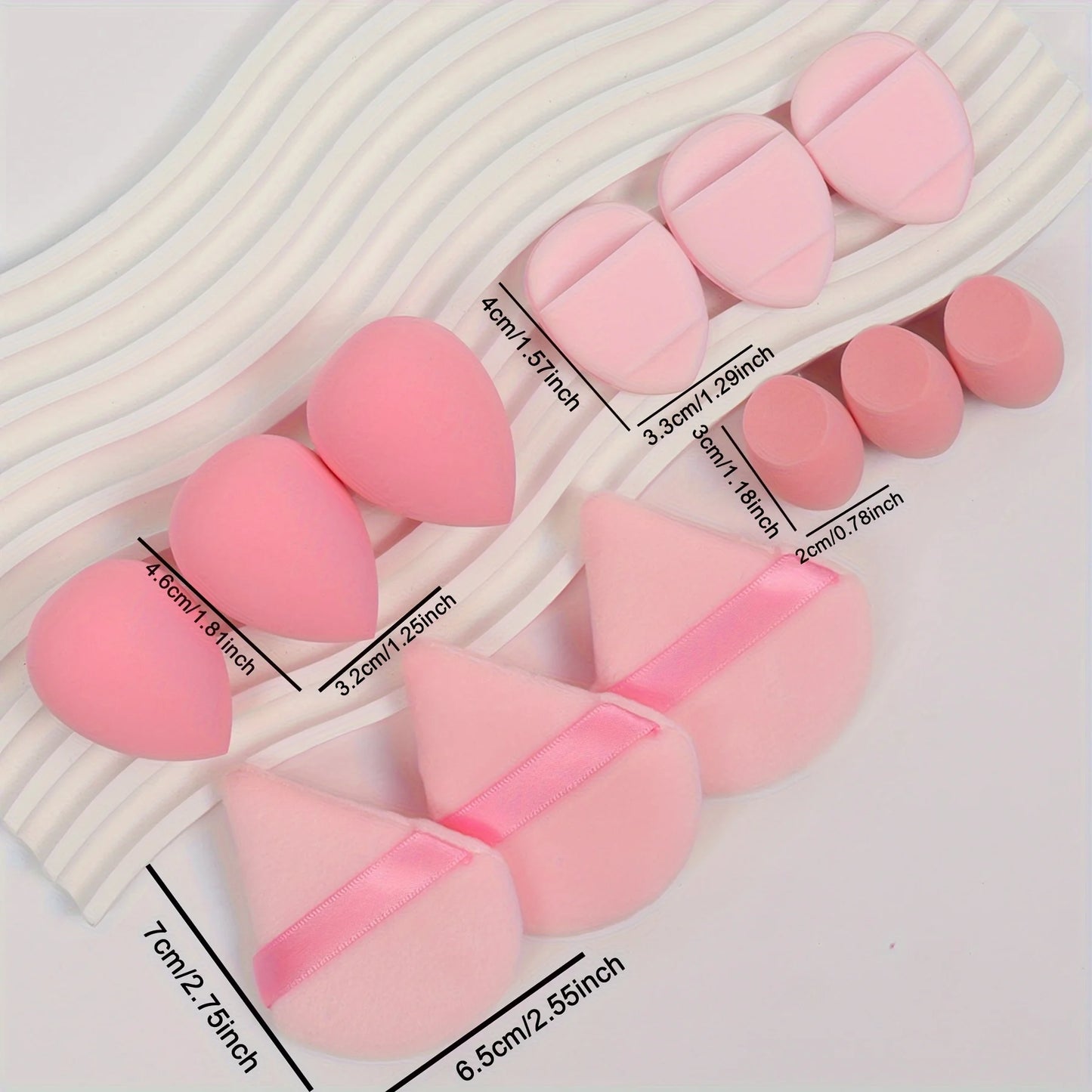 12-Piece All-Purpose Makeup Sponge Set, Made of 3 Loose Powder Puffs, 3 Mini Air Cushion Puffs, 3 Beauty Eggs and 3 Mini Beauty Beauty World Shop