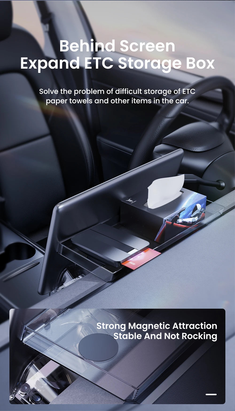 YZ For New Tesla Highland Model 3 Y Juniper Tray Magnetic Under Screen Fold Storage Box ETC Screen Storage Box Accessories Beauty World Shop