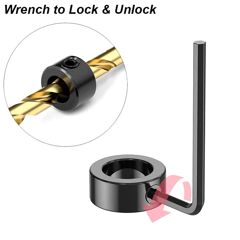 Drill Stoper Collar Set Stop Bit Ring Shaft Limit Metric Lock Steel Press Depth Ajustable Positioner Hole Guide Woodwork Tool Beauty World Shop