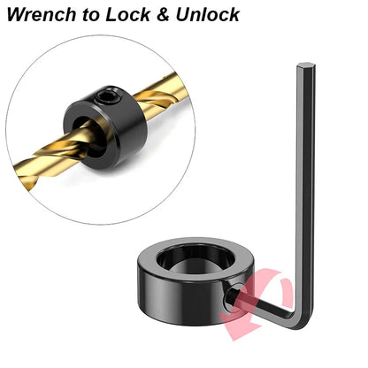 Drill Stoper Collar Set Stop Bit Ring Shaft Limit Metric Lock Steel Press Depth Ajustable Positioner Hole Guide Woodwork Tool Beauty World Shop
