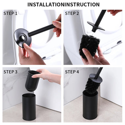 Toilet Brush Set Circular Type Stainless Steel Toilet Brush Extra Long Handle Standing for Hotel RV Toilet Bathroom Beauty World Shop