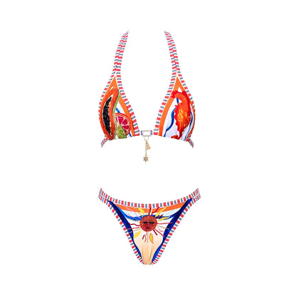 2026 New High Quality Elegant One Piece Swimsuit And Skirt Print Deep-V Lace-up Women Bikini Set Swimwear Party Bathing Suit Beauty World Shop