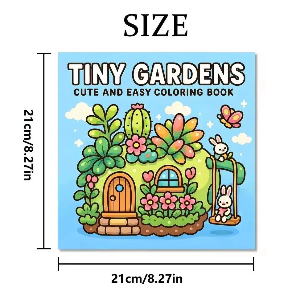 TINY GARDENS Coloring Book for Adults - Bold & Easy Cute Patterns, Relaxing Drawing Gift for Birthday & Party Beauty World Shop