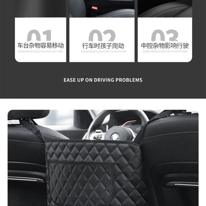 PU Leather Car Middle Seat Storage Net Large Capacity Leather Bag Seat Back Storage Bag Car Chair Back Supplies Storage Goods Ha Beauty World Shop