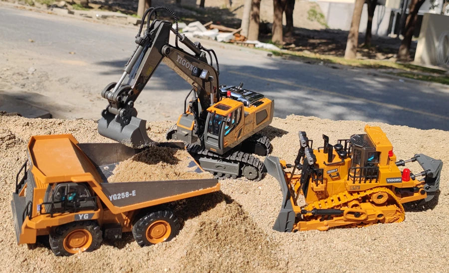 4WD Remote Control Excavator 4x4 Alloy Dump Truck Bulldozer Radio Model RC Car Construction Vehicle Toy Children Kids Gifts Beauty World Shop