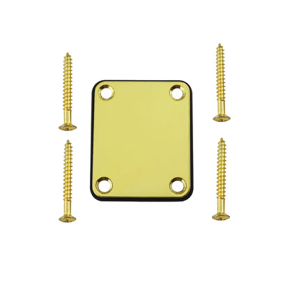 1Set  Bass Guitar Neck Plate,Electric Guitar Neck Joint Connecting Strengthen Plate with Plastic Back Plate & Mounting Screws Beauty World Shop